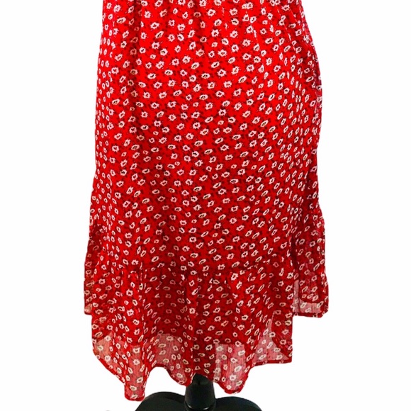 NWT THEKORNER PARIS Red Ditsy Print Long Dress - Picture 6 of 12